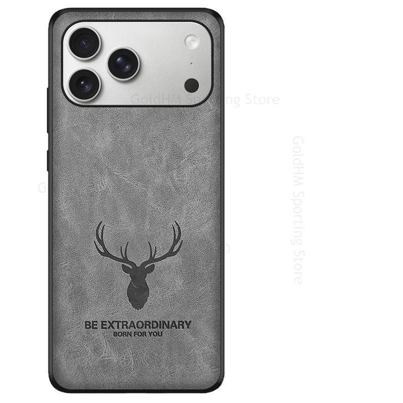 Shell For iPhone 17 Pro Max 3D Cartoon Head Elk Deer Leather Phone Shockproof Case For Apple 17 Air 16e 15 16 Pro Max Soft Silicone Phone Bumper Cover