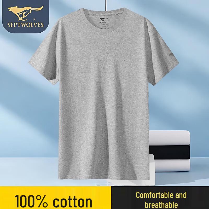 SEPTWOLVES Men's Pure Cotton Short Sleeve T-Shirt