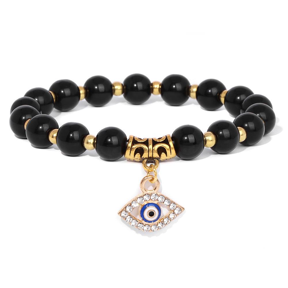 Fashion Evil Eye Natural Stone Beaded Bracelet for Women Men Amulet Protection Jewelry Yoga Spiritual Friendship Gifts