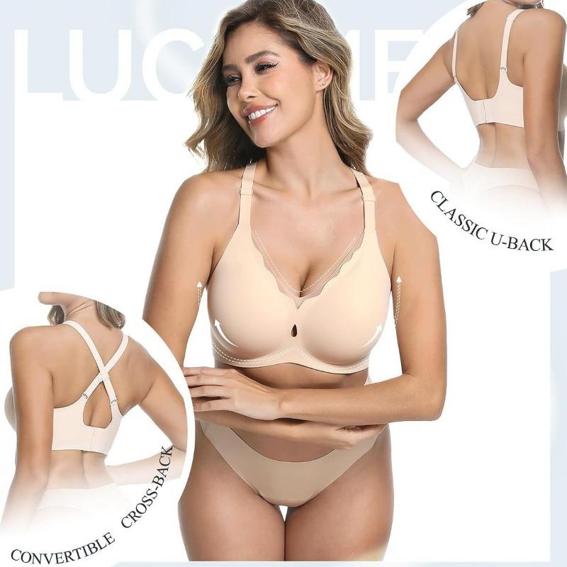 European Size Plus Size Wave Lace Seamless Comfort Bra for Women Daily Intimates