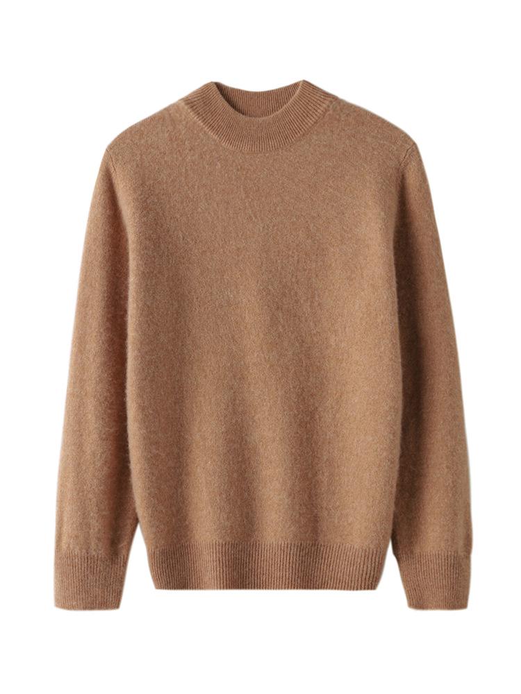 Pure Wool Sweater for Kids: Half-High Collar, Autumn/Winter Warm Knit, Unisex, Plain Color, Medium/Older Children
