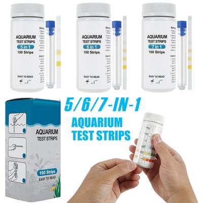100/200Pcs Aquarium Test Strips 5/6/7 In 1 Fish Tank Test Kit Pond Water Quality Testing Strip Freshwater Saltwater pH Test Tool