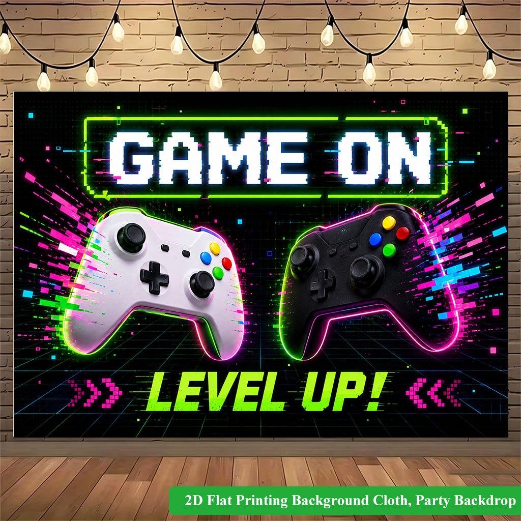 2D Flat Backdrop1pc Gaming Theme Design Backdrop Banner Polyester Wall Decor For Living Room Bedroom Office Outdoor Decor Party Holiday Gift