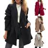 Women's Trench Coat Notch Lapel Double Breasted Mid Long Pea Coat with Pockets Long Sleeve Fall Winter Outwear