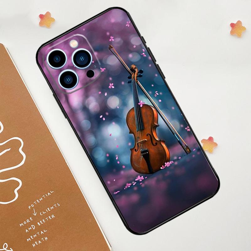 Music Violin Phone Case For iPhone 17 Pro Max 14 13 12 11 15 16 Pro Max Mini 16 Plus 16e 17 Air Funda
