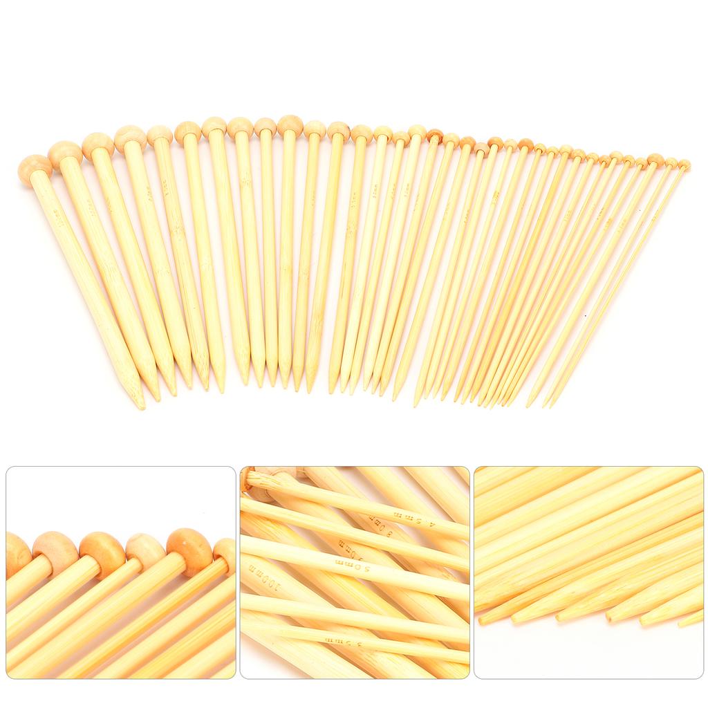 36pcs Knitting Needle Bleached Bamboo Single Tip Crochet for Sewing Clothes Shoes Gloves