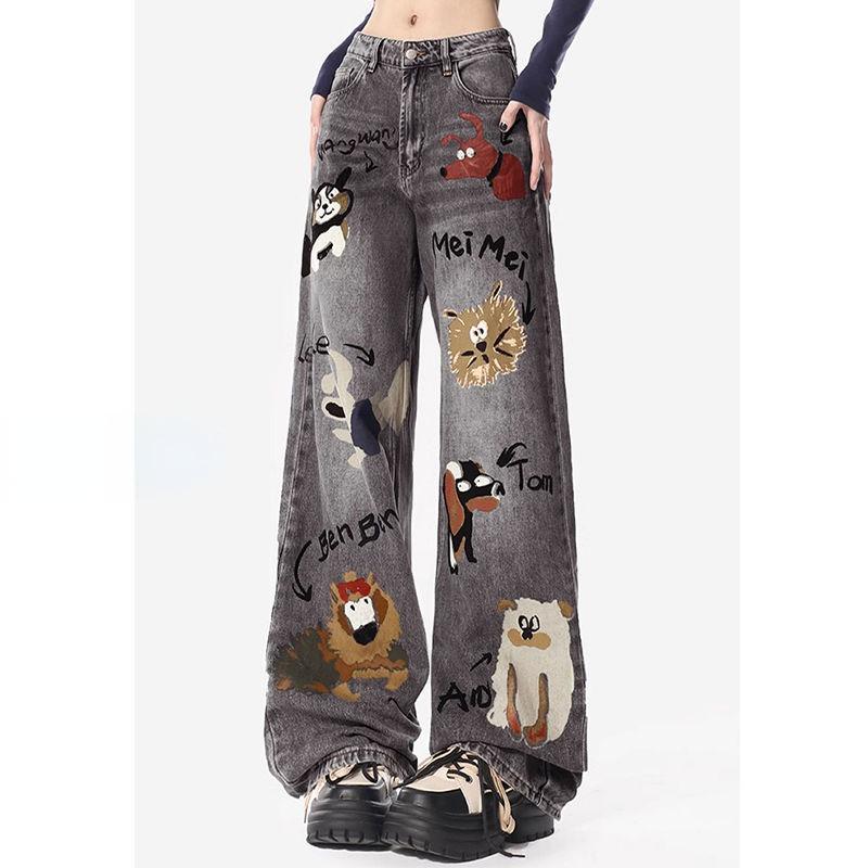 

Женские повседневные мешковатые джинсы с высокой талией, Эстетическая шнуровка в стиле пэчворк, синяя академическая уличная одежда, прямые брюки-карго в стиле BF, новинка 2024 года S чёрный