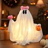Halloween Pumpkin Figurine with 3-Function Button Battery Box and Warm Light