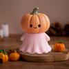 Halloween Ghost Ornament Mini Ghost Statue Pink Halloween Ghost Figurine Set with Pumpkin Decoration Resin Tabletop Decoration