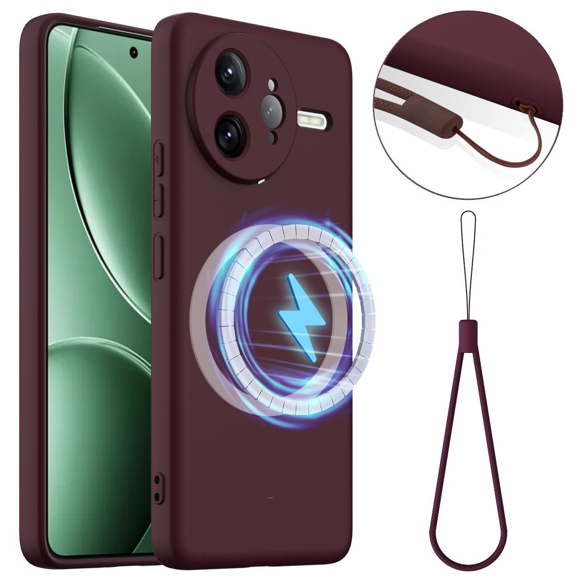 

Для Xiaomi Poco F7 Ultra 5G/Xiaomi Redmi K80 Pro 5G Чехол Совместимый с MagSafe Противоударный Чехол для Телефона из Жидкого Силикона Wine Red