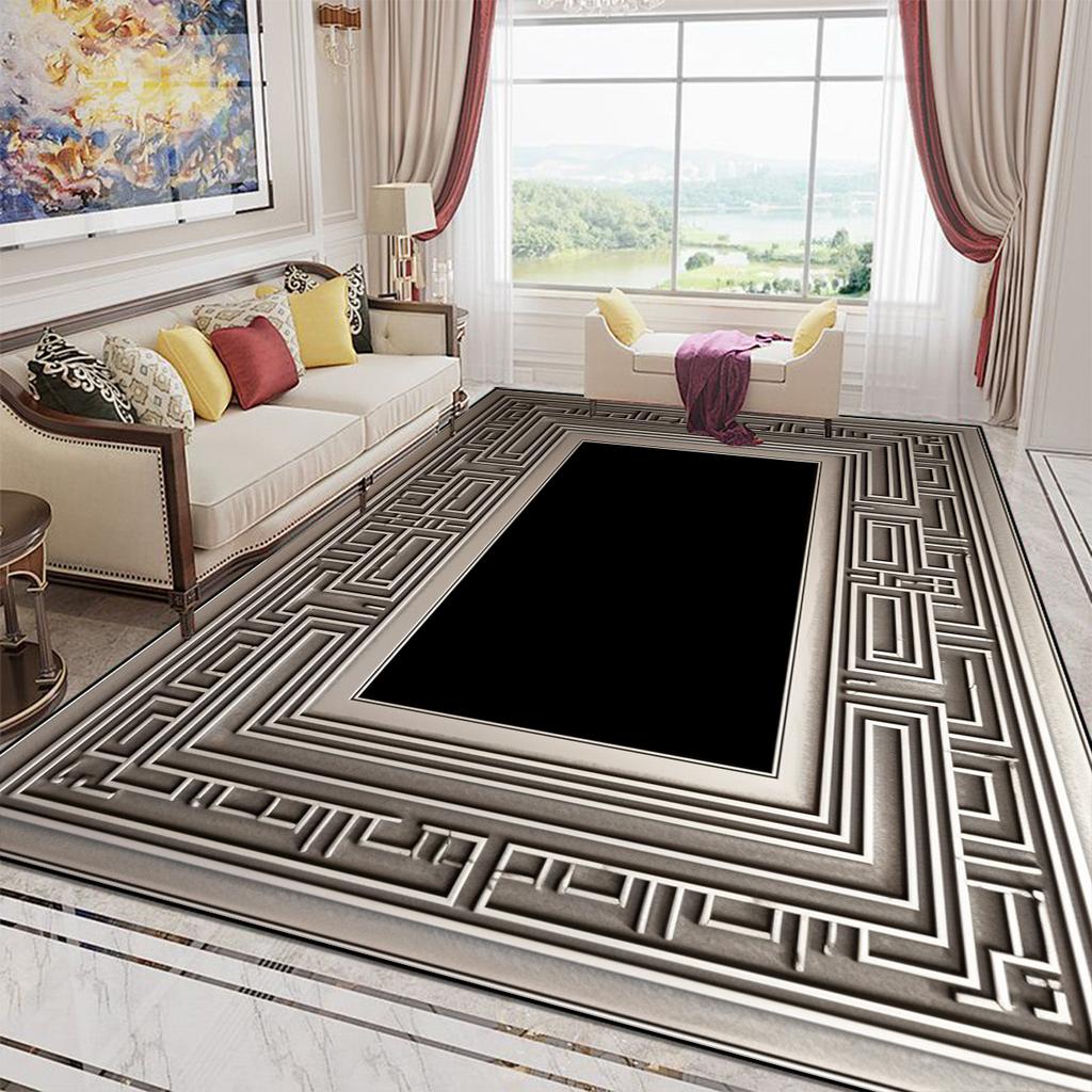 Luxury Style Golden Large Size Carpet Living Room European Decoration Sofa Area Rugs for Bedroom Washable Entrance Mats Non-slip