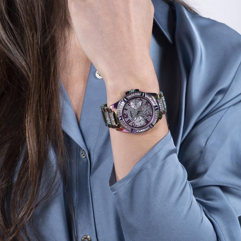 Guess Women's Watch GW0044L1 Crystal Bezel Stainless Steel Rainbow