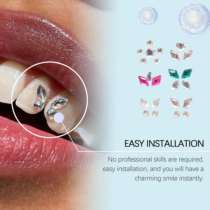 24Pcs Dental Tooth Gems  Diamond Ornament Diy Tools Various Shapes Color Teeth Jewelry Denture Acrylic