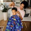 Kids Hair Cutting Cape Cute Patterns Waterproof Hair Dyeing Neck Shawl Wrap with Neck Duster Brush