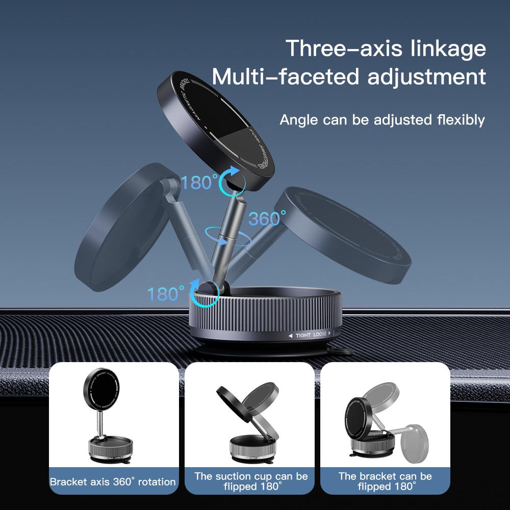 360 degree Rotation Vacuum Magnetic Car Mounted Adsorption Bracket Multifunctional Foldable Phone Holder For Iphone Smartphone