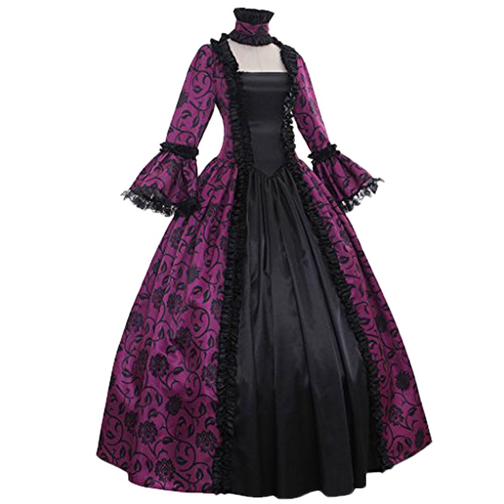 Lily Lady Large Swing Waist Tight Women Ventage Medieval Maxi Dress Cosplay Halloween Costume