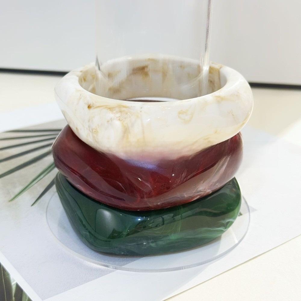 3/4 Pcs Thickened Irregular Resin Bracelet Wide Cuff Bracelet Set Exaggerated Chunky Bangles Gifts