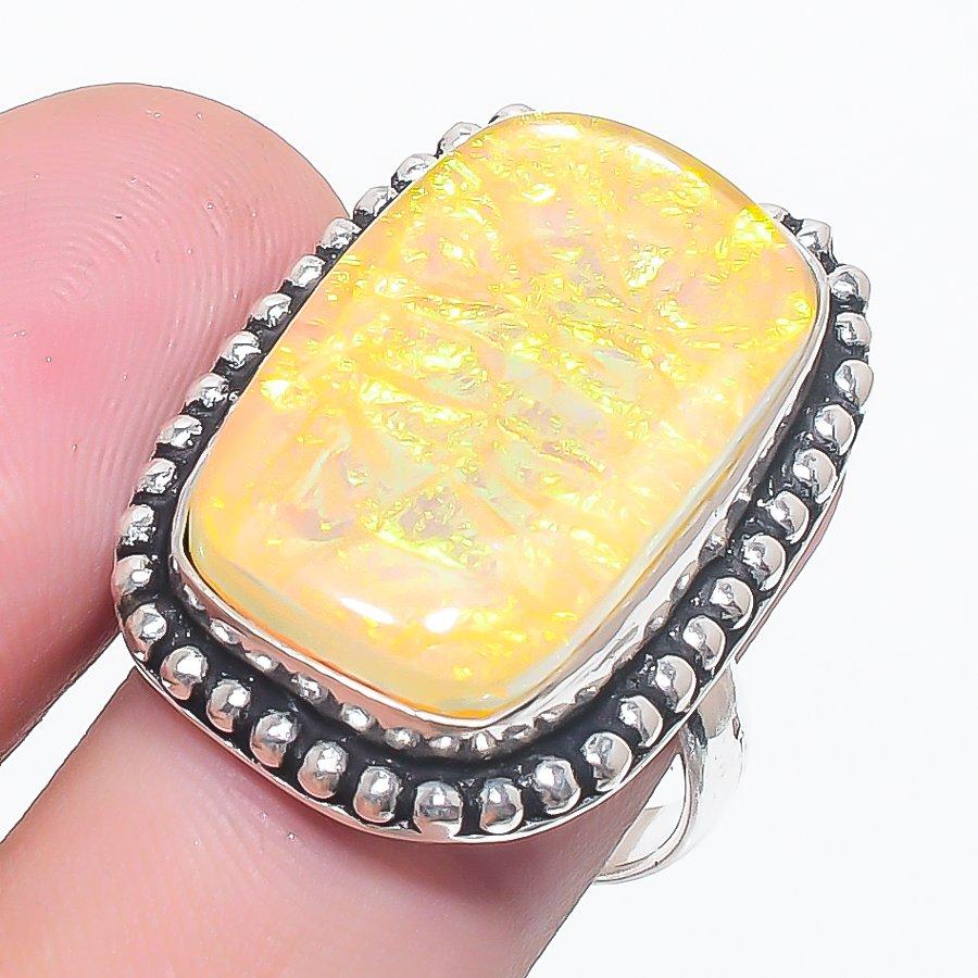 

Натуральный желтый триплет опал 925 стерлинговое серебро ювелирное кольцо размер 8 t5z94