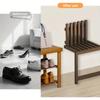 Składane bambusowe krzesło ścienne - Wielofunkcyjny stołek prysznicowy, Oszczędzające miejsce, Nadaje się do łazienki, balkonu i salonu