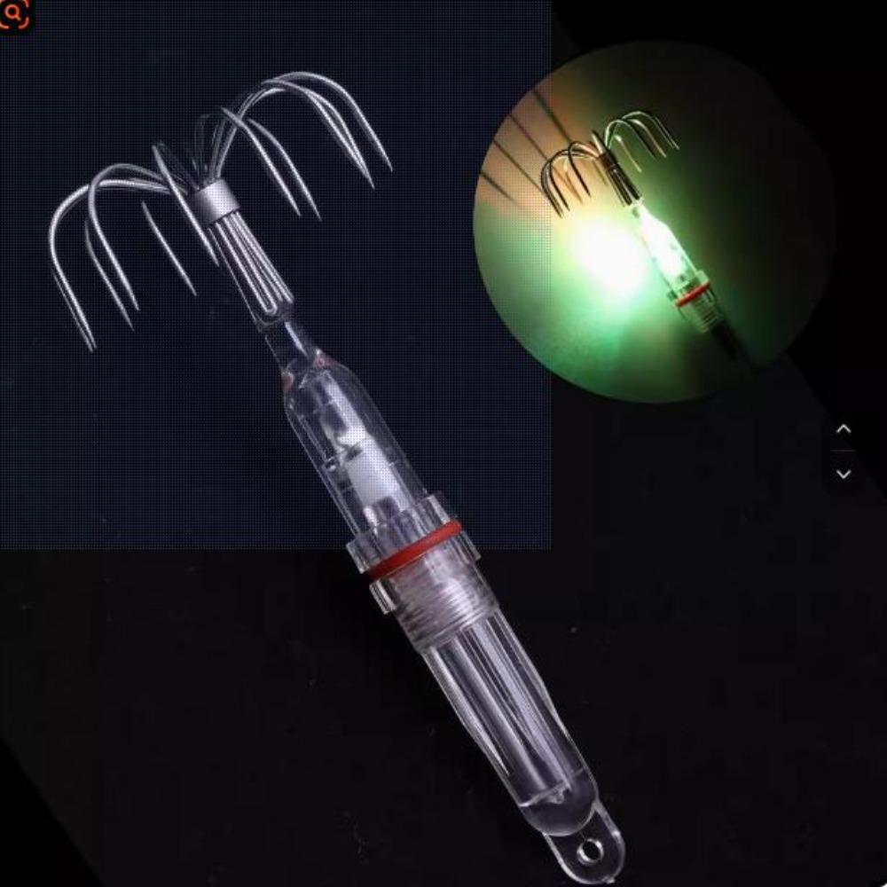 Diamond Shape Fishing Flash Lamp Bass Spoon Fishing Squid Hook Hot LED Lure Light with Hook