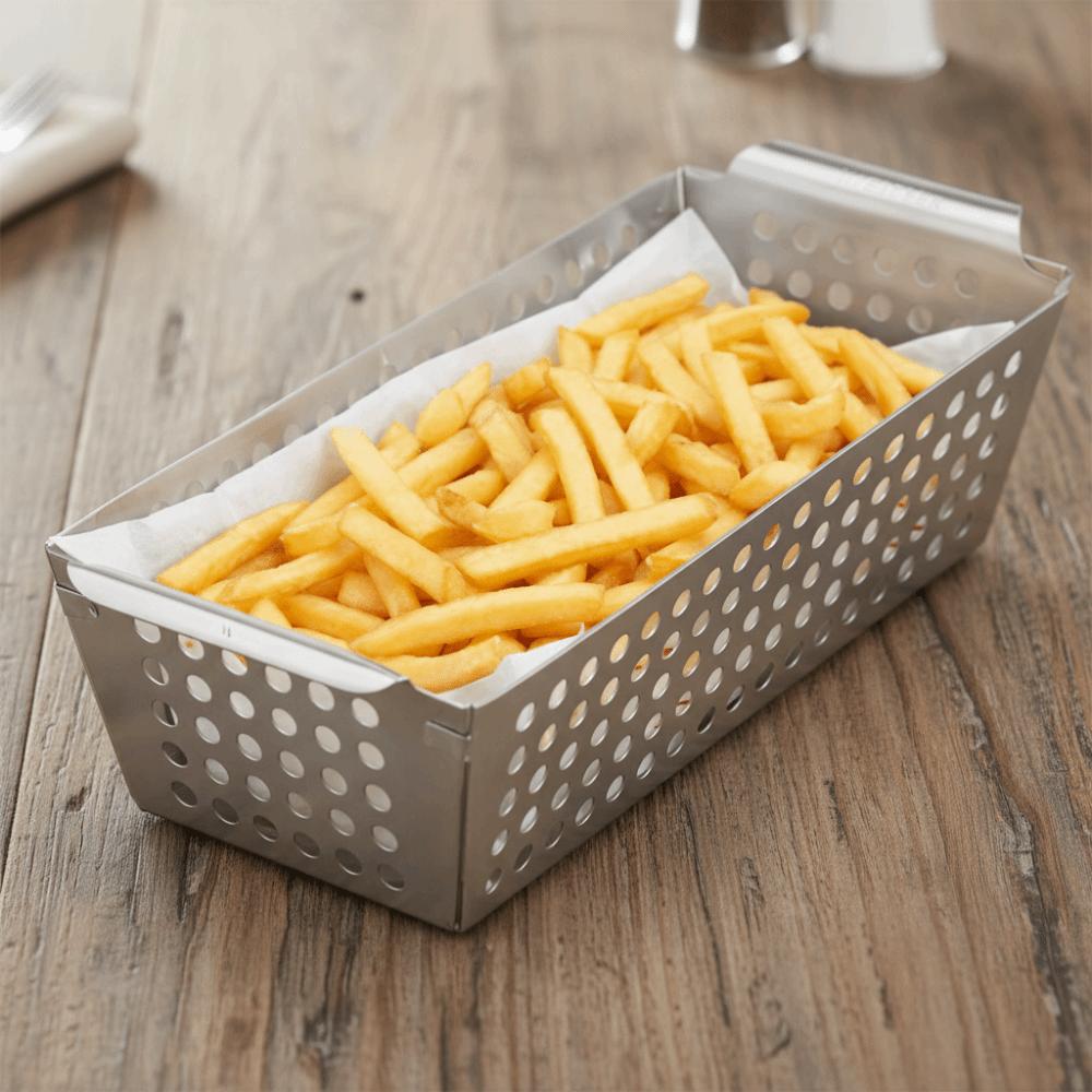 Stainless Steel Grilling Plate Leakage Hole Design BBQ Tray Frying Food Holding Pan Outdoor