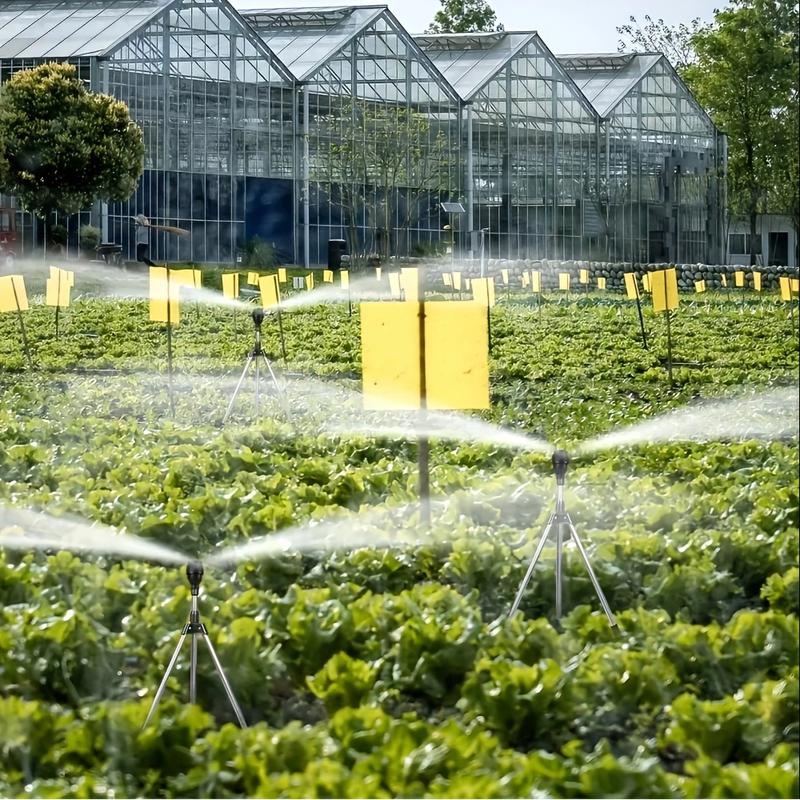 360° Rotating Tripod Sprinkler for Lawn/Garden, Double-Sided Coverage, Telescoping Design