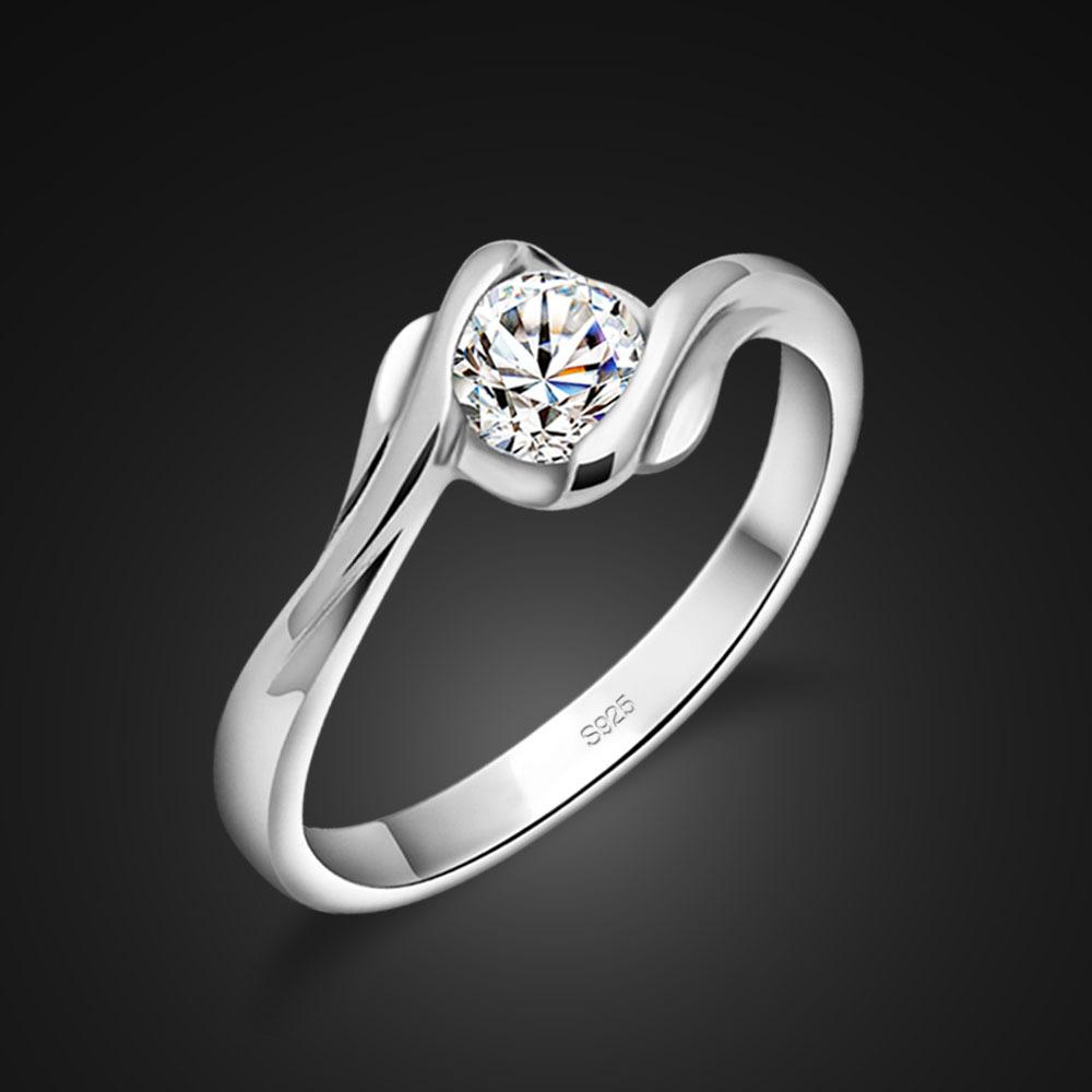 Simple Thick Platinum Plated 5A Zircon Ring Women'S Single Ring Ring Birthday Gift