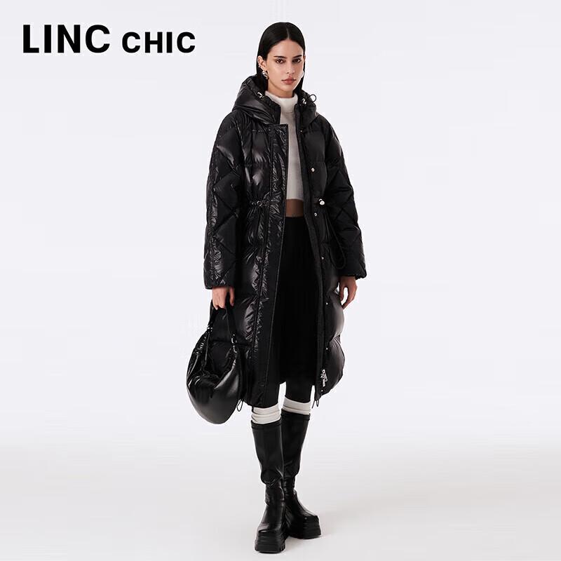 Jin Yujie Γυναικείο Στυλ Διασημότητας Μακρύ Πουπουλέν Μπουφάν με Κουκούλα