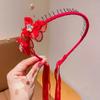 Tassel Chinese Style Headband Plush Ball New Year Hair hoop Elegant Ancient Headwear  Wedding