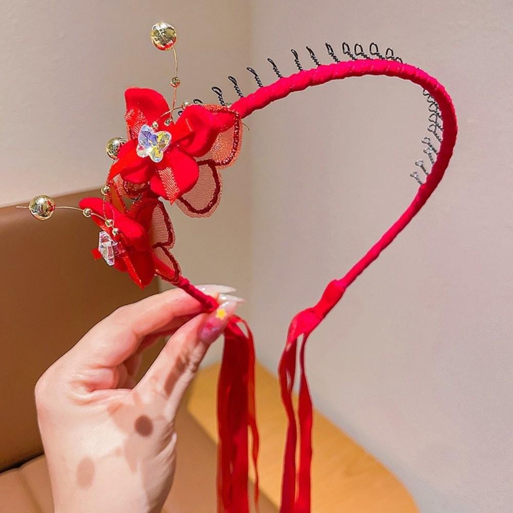 Tassel Chinese Style Headband Plush Ball New Year Hair hoop Elegant Ancient Headwear  Wedding