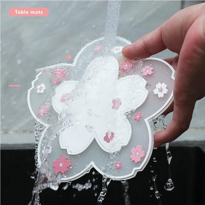 Sakura Style Coasters Heat Insulation Mats Tea Cup Mats Milk Cup Coasters Anti Slip Mats Household Heat Resistant Table Mats
