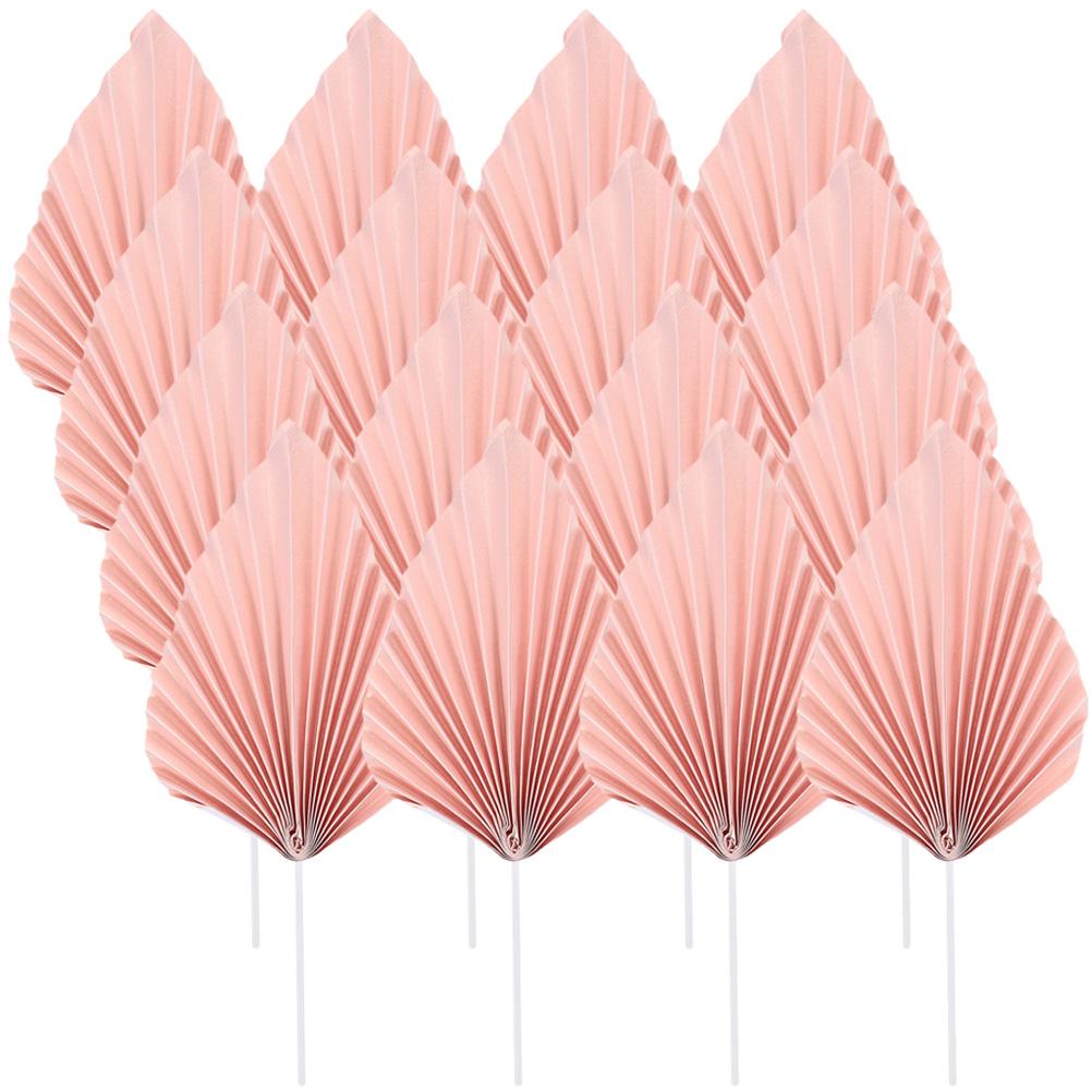 

16 шт. Декор Пальмовый лист Вставка Десертные топперы Украшение для торта на день рождения Украшение Украсить Свадебные кексы Пики Розовый 11x9.5cm розовый