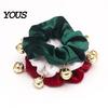 Holiday Ponytail Holders Christmas Velvet Hair Scrunchies with Bells, Elastic Ties for Retro Style Women Girls, Winter Festive Hairstyles Bands Thick