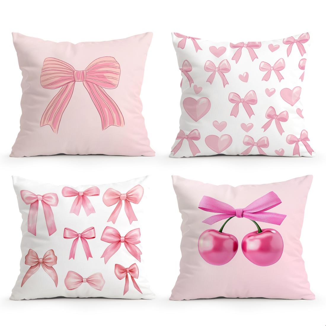 Roze Strik Kussens Kussensloop Polyester Kussenhoes Sierkussen Bank Decoratie Kussenhoes Huis Kamer Decoratie 45x45cm