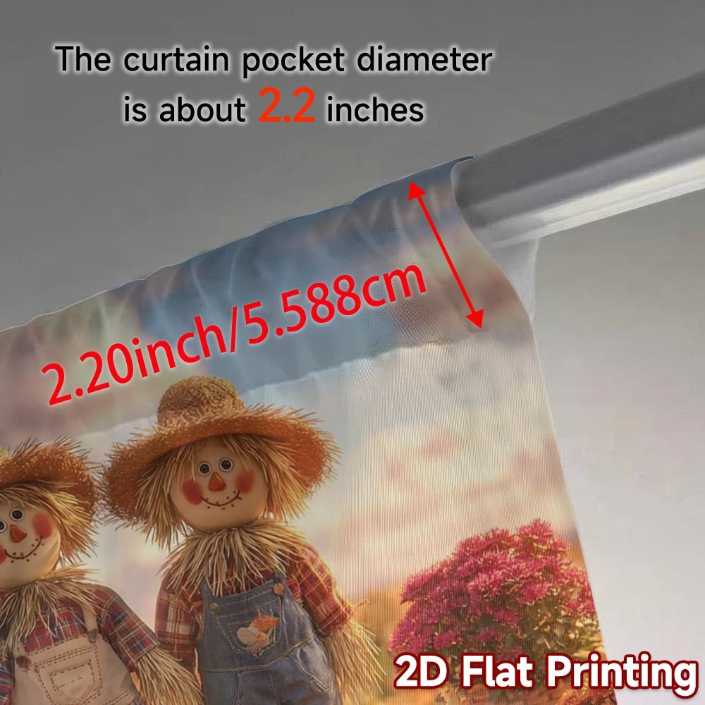 2pcs, 2D FLAT PRINTING Curtains (Without Rod) Autumn Scarecrows Modern Curtains Roller Blinds Semi-Sheer Curtains Decorations