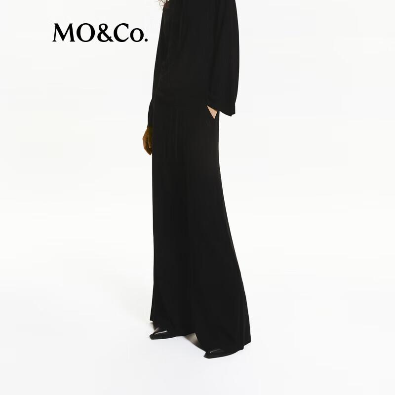 MO&Co. Autumn High-Waist Drawstring Wide-Leg Fleece Pants