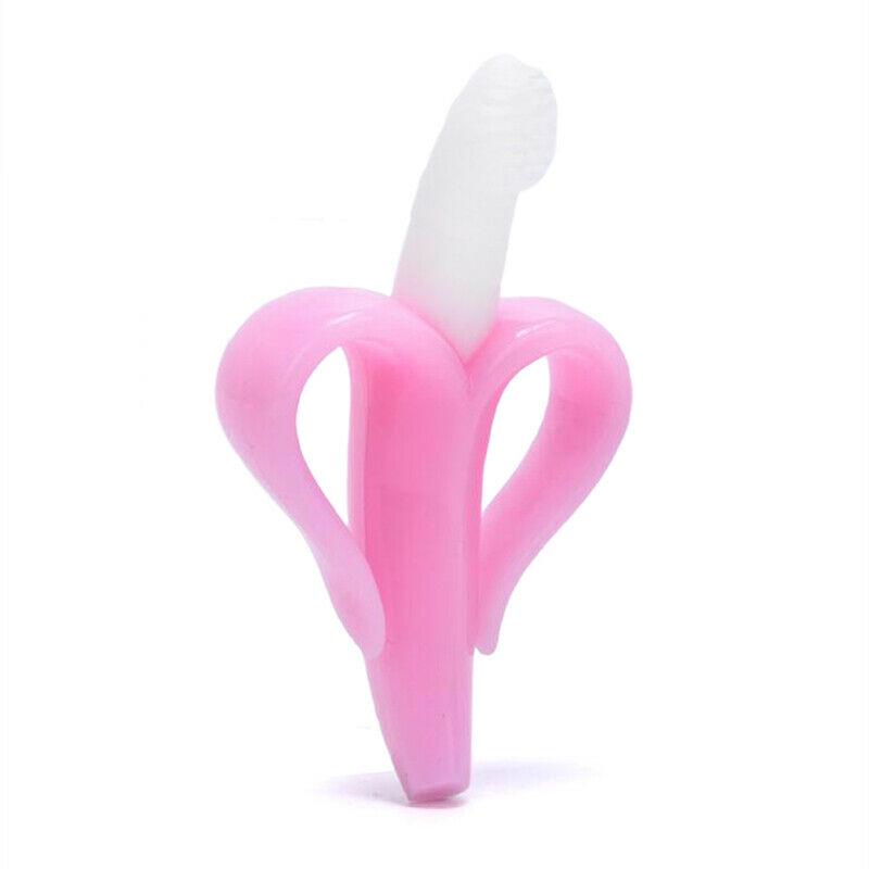 Safe Baby Teether Teething Chew Toy Safe Food Silicone Banana Toothbrush Tool