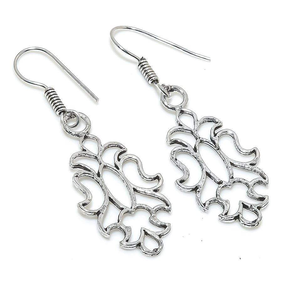 

Natural Nepali Bali Look Handmade 925 Sterling Silver Gift Earring 2.17 Z6Z32