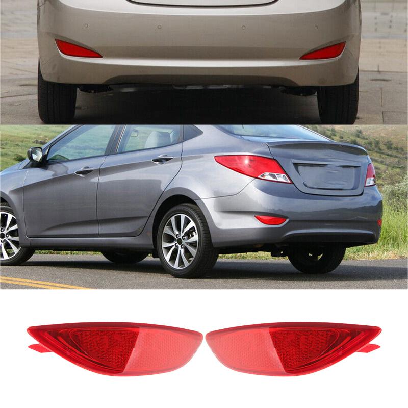 1 Pair Rear Left Right Bumper Reflector Tail Light Lamp Red Fit for Hyundai Accent Verna Solaris 2008-2011 2012 2013 2014 2015