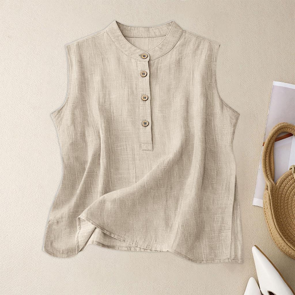 Women's Retro Artistic Cotton Linen Casual Loose Versatile Elegant Vest