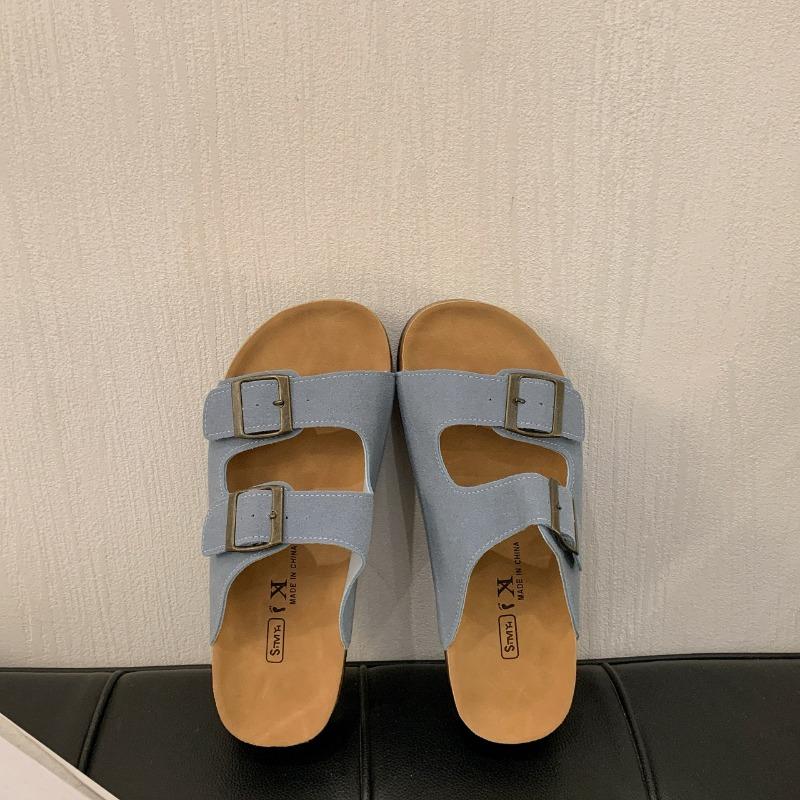 

Новые ретро однолинейные повседневные пляжные туфли для женщин на толстой подошве и мягкие кожаные шлепанцы 40 синий