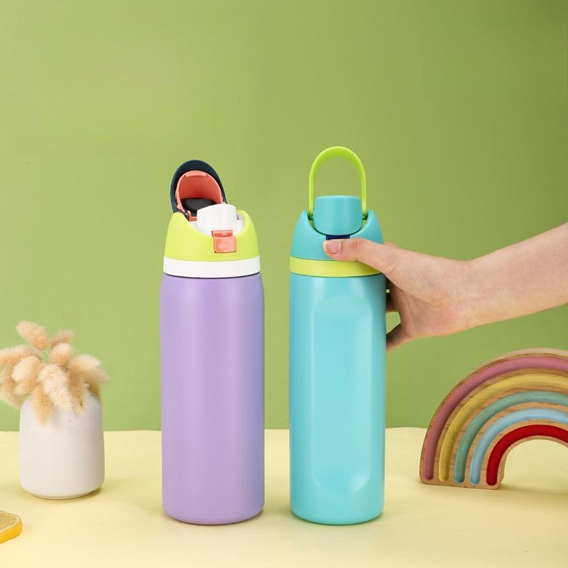 1PC Double Drink Cover Stainless Steel Thermos Cup for Men and Women Outdoor Sports Fruit Cup High Value with Rope Bouncing Cup