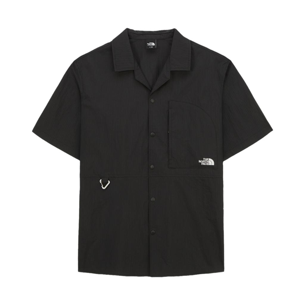 The North Face Outdoor Workwear Solid Color Single-Breasted Loose Short Sleeve Polo Shirt Unisex shirts Black NH8SR02A