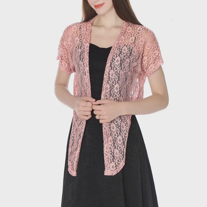 Damska duża koronkowa sukienka cheongsam z szalem i kamizelką