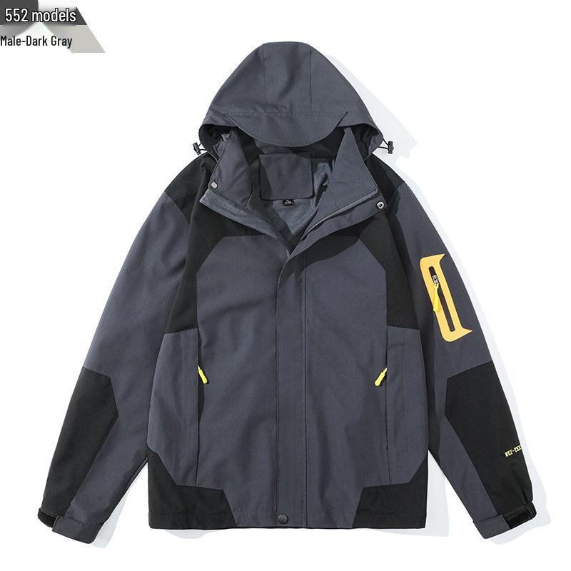 Three-in-One Detachable Couple Windbreaker: Youth Outdoor Jacket for Spring, Autumn, and Winter