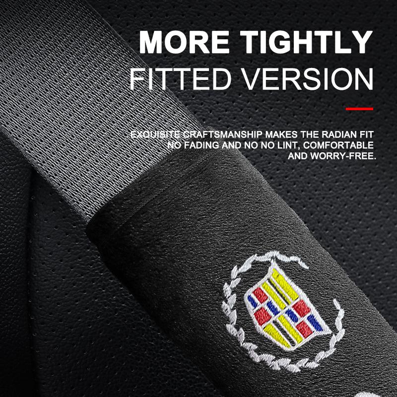 Cotton Car Emblem Badge Seat Belt Cover Shoulder Protection Cushion For Cadillac CT4 Seville ATS Celestiq Ciel Escala SRX XT6 EV XLR ELR Elmiraj EXT
