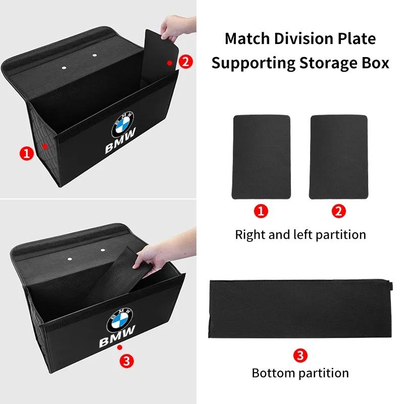 KWYP9 Hot Car Trunk Storage Bag Leather Camping Box Collapsible Auto Emblem Organizer Accessories For BMW M Performance M5 E36 E6