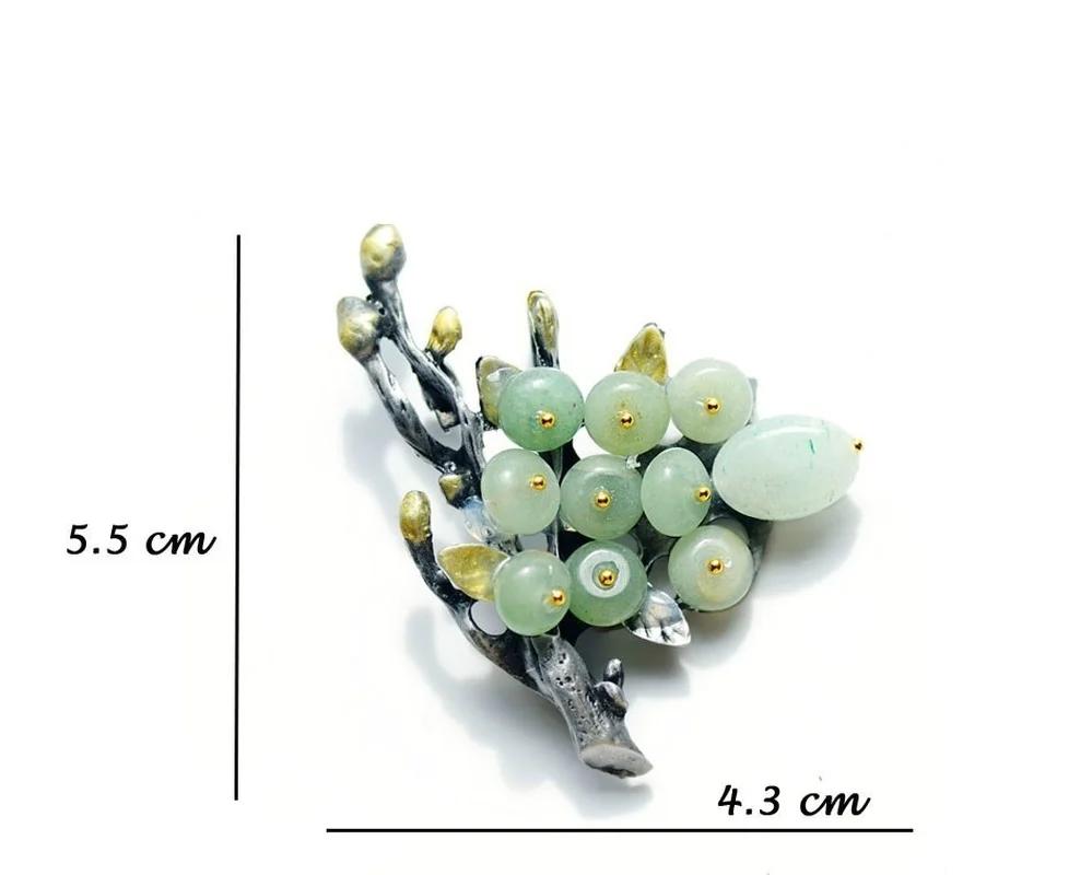 Natural Stone Flower Brooch Jewelry Large Brooches Metal Banquet Clothes Pins and Brooches Scarf Clip