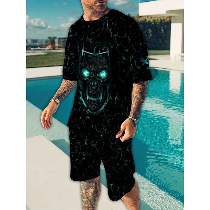 

Goth Horror Skull 3D Print Punk T-Shirt Shorts 2 Piece Hip Hop Men Women s Fashion Streetwear Casual T-Shirt O-Neck Hot-selling 6XL
