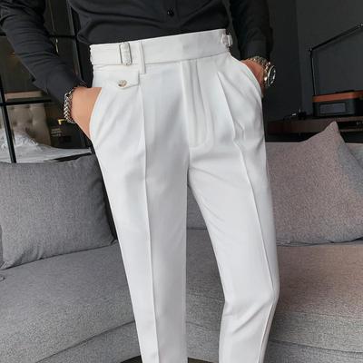 Men's Suit Pants British Style Business Casual Solid Slim Fit Straight Dress Pants for Men Formal Trousers Mens Clothing